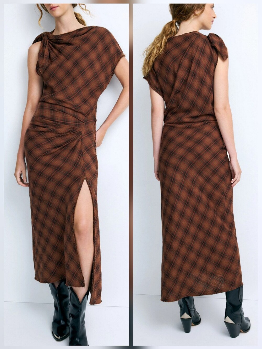 Isabel Marant Etoile Naerys Plaid Midi Dress Size XS/2